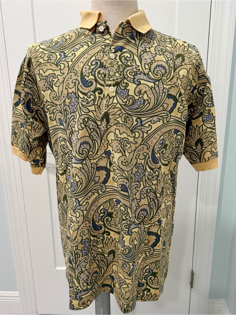Vintage BOBBY JONES Made in Italy Baroque Paisley AOP Golf Polo Shirt LARGE IT52